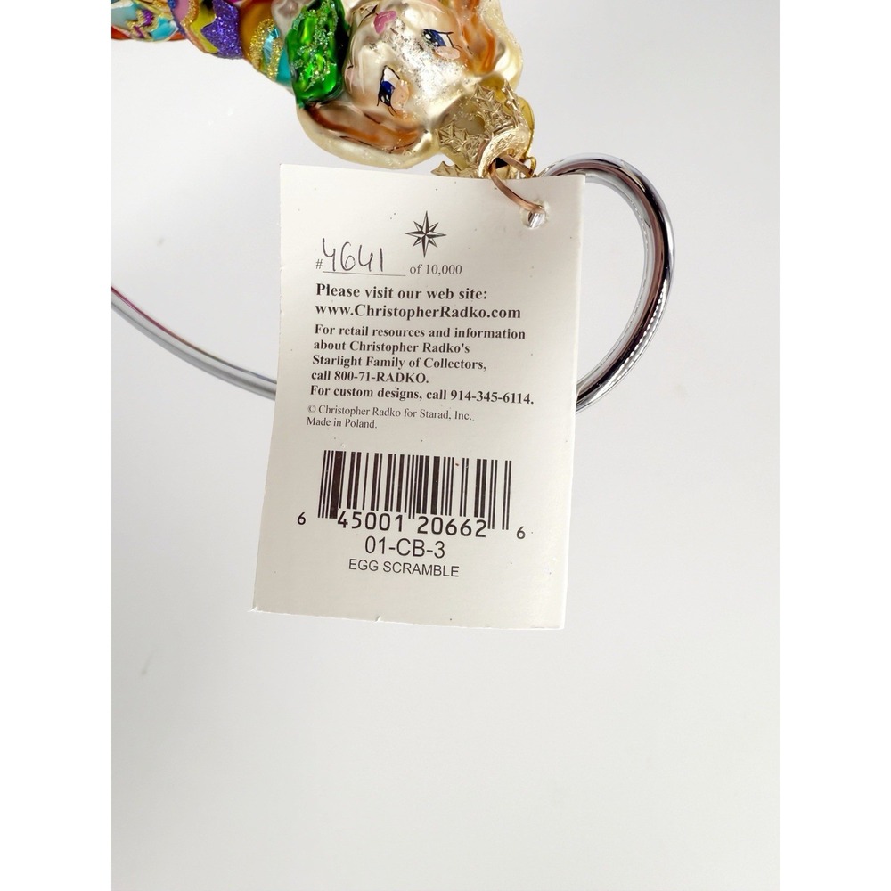 Christopher Radko EGG SCRAMBLE #4641 LE Ornament Egg Rabbit Ornament NWT 01CB3 - Picture 3 of 3